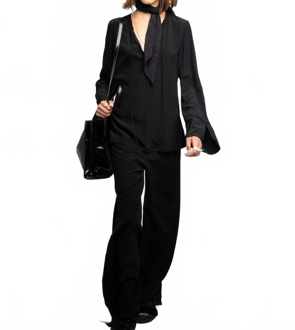 NEW ZADIG & VOLTAIRE turi soft strass blouse in black